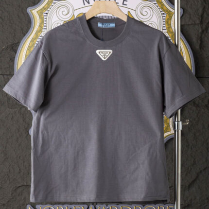 PRADA  260gsm 100% Cotton T-shirt in a loose fit Intricate embroidery